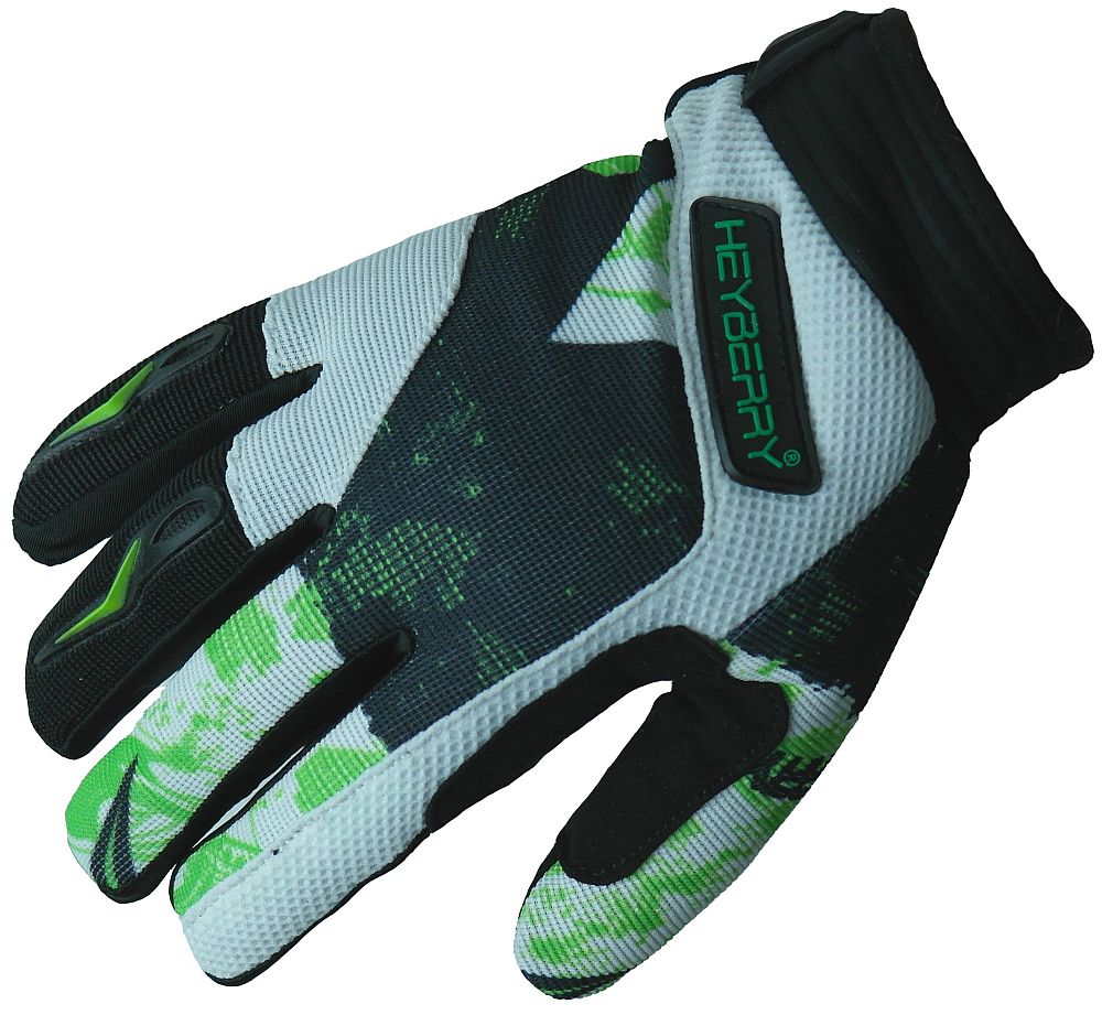 Heyberry Motocross MX Handschuhe schwarz weiß grün Gr. S - XXL