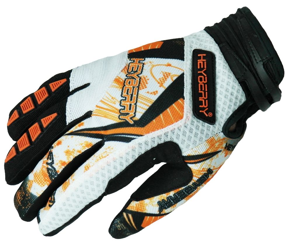 Heyberry Motocross MX Handschuhe schwarz weiß orange Größe: S - XXL