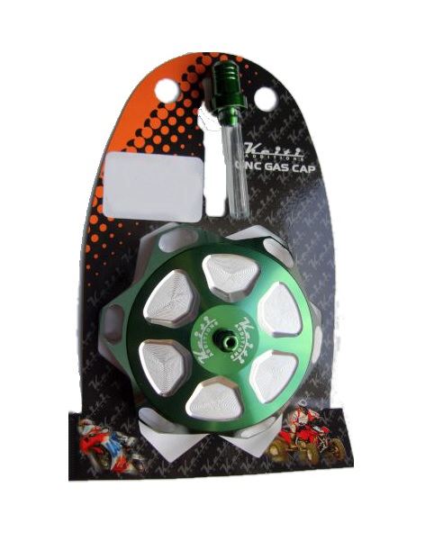 Alu Tankdeckel mit Belüftungsventil Grün eloxiert 60mm