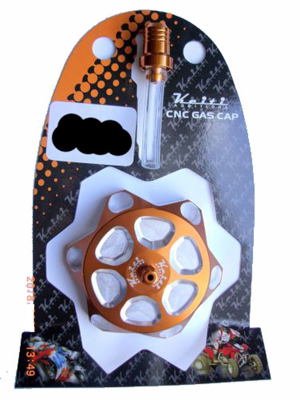 Alu Tankdeckel mit Belüftungsventil Orange eloxiert 55mm